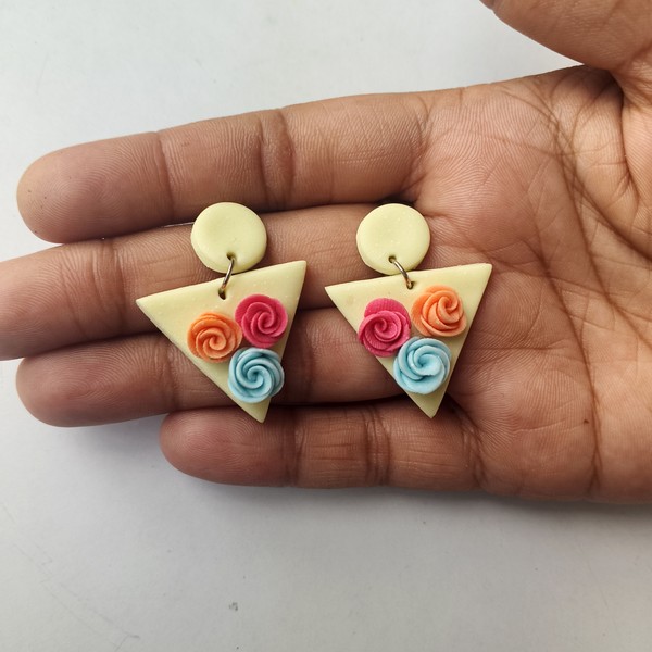 KalaaSiddhi triangle rose earrings